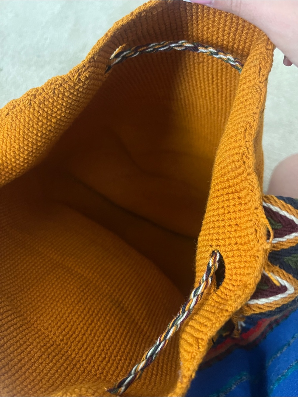Boho Woven Shoulder Bag in Burnt Orange with Patterned Strap - Picture 6 of 7